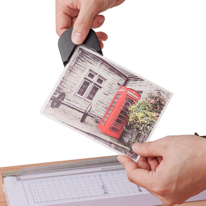 TIANSE Paper Trimmer 12” 8 to 12 Sheet Capacity Paper Cutter Guillotine with Safety Blade Lock Heavy Duty Plastic Base Paper Cutting Board for Home Office School White