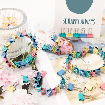 120 Pack Mini Binder Clips, Color Binder Clips, Small Paper Clips 15mm 5/8 Inch. Micro Size Office Clips for Home School Office and Business.