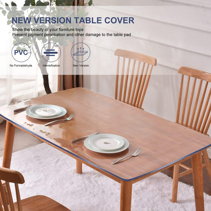 Table Protector Cover Clear Plastic Tablecloth Protector Glass Plastic Tablecloth Waterproof Wipeable Vinyl PVC for Rectangle Dining Tables Mat Pad Furniture Protector Good for 44x102 Inch Non-slip