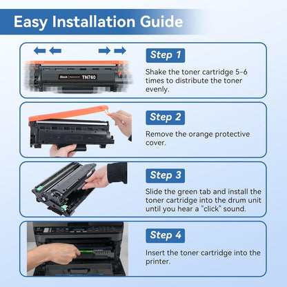 MYTONER Compatible Toner Cartridges Replacement for Brother TN760 TN-760 DR730 Drum Unit TN730 TN-730 for MFC-L2750DW MFC-L2690DW MFC-L2710DW MFC-L2717DW HL-L2350DW Printer (2 Packs Toner, 1 Drum)