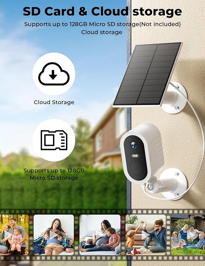 Security Cameras Wireless Outdoor,5G/2.4G WiFi Home Security System with 2-Cams Kit Solar Cameras for Home Security 2K,180-Day Battery,Local Storage & No Subscription 128GB Memory Card