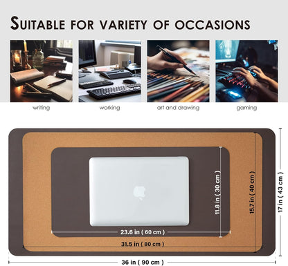 Compact Cork Desk Mat - Small Dual-Sided Desk Pad for Office and Home - Desk Organization and Accessories - Ideal for Large Mouse Pad and Small Desk Mats on Top of Desks(Coffee,23.6"x 11.8")