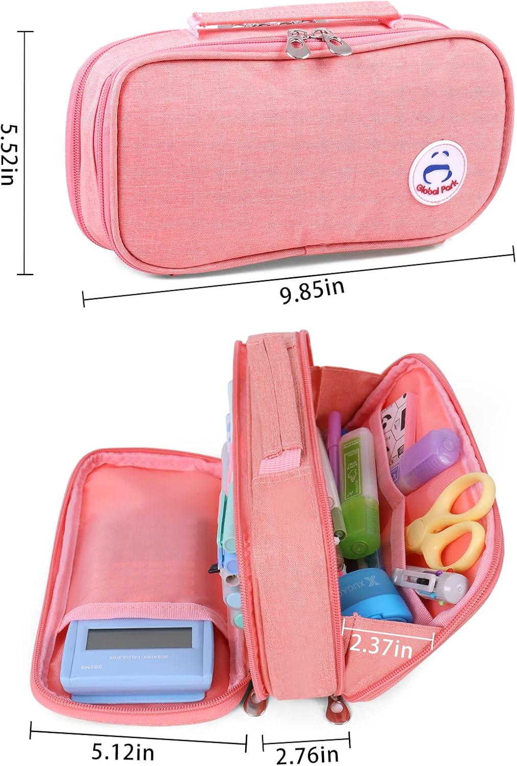 Pencil Case Pen Bag Holder Pouch Large Handle Big Capacity Desk Organizer Storage Marker Box Stationary Makeup Cosmetic Double Zippers for School Office Students Teen