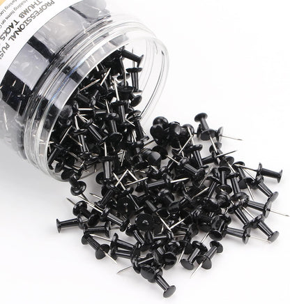 Yalis Black Push Pins 600 Count, Standard Dark Thumb Tacks for Corkboard Bulletin Board