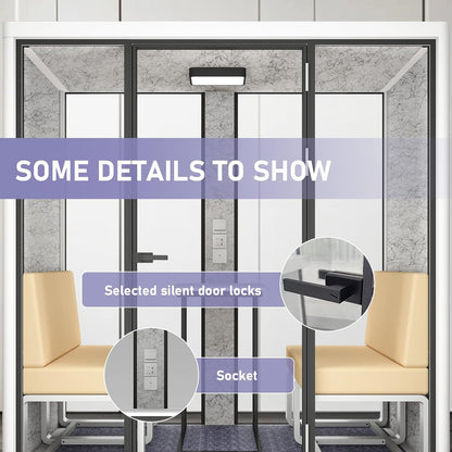 Office Sound Booth with Audio Privacy - Smart Soundproof Booth with White Modern Style,Movable Room with Light,Ventilation,Socket for Small Studio,Live Streaming Room(82.67IN)