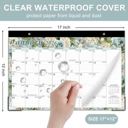Lbylyhxc Desk Calendar 2026-2027, 18-Month School Year Calendar 2026-2027, January 2026 to June 2027, Large Desktop Calendar Monthly for Teacher with Corner Protectors 17" X 12" (Vintage Flowers Desk Calendar, 17x12 inches)