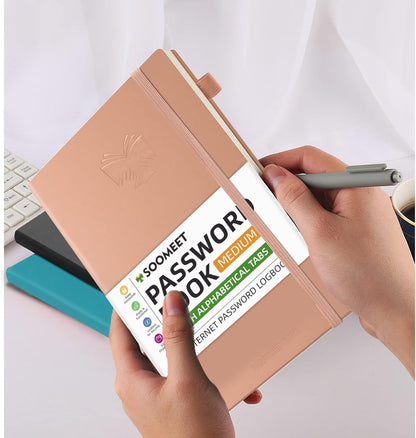 Password Book with Alphabetical Tabs, Internet Address and Password Keeper, A5 Size 8.3"x6" Password Notebook for Saving Internet Login, Username, Password Organizer for Computer & Website
