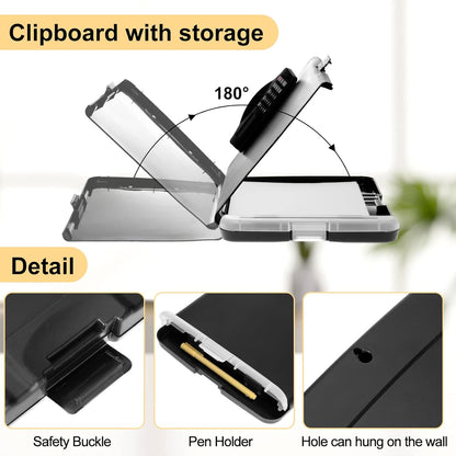 Geyoga 1 Pack Calculator Clipboard with Storage 14 x 10 x 2.6 Inches File Folder Plastic Storage Clipboard Letter Size File Folder with Low Profile Clip for School Classroom Office