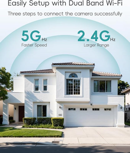 ZUMIMALL Security Camera Wireless Outdoor 3MP HD Black, 2.4G/5G WiFi, 24/7 Recording Wired Power | Auto Tracking, Motion & Noise Detection, Color Night Vision, 2-Way Audio | Alexa, Google