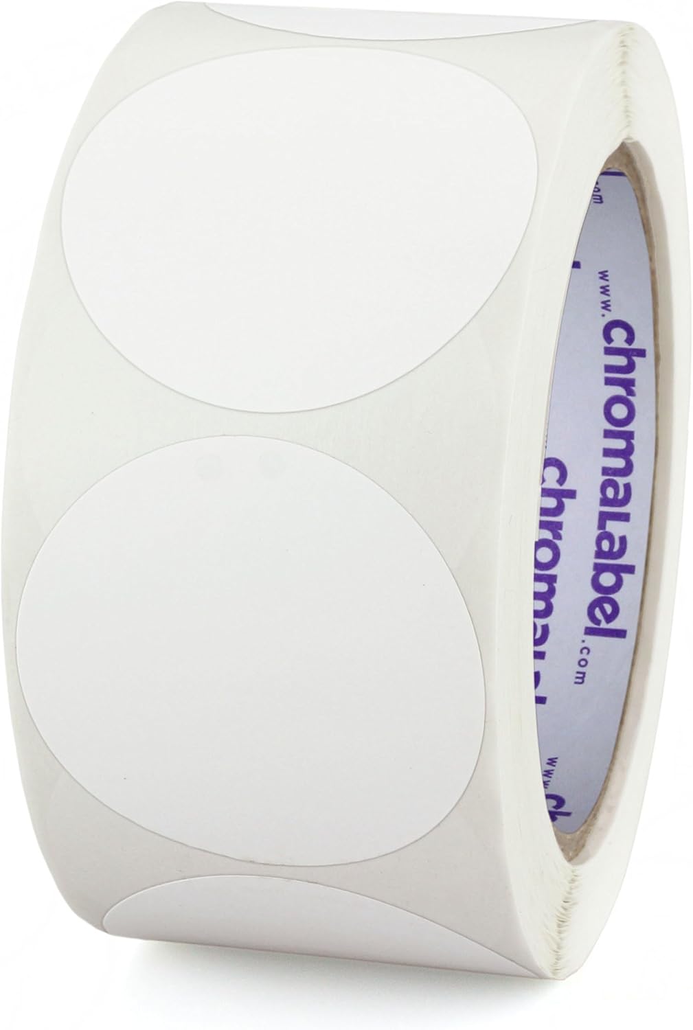 ChromaLabel 2 Inch Circle Sticker Labels, Easy to Write On Round Colored Stickers, Permanent Adhesive Labels - 500 Sticky Dots per Roll, White Stickers