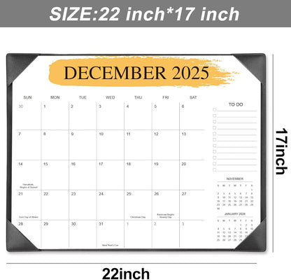 Desk Calendar 2025-2026 – 18-Month Desktop Calendar from July 2025 to December 2026, for Office, School & Home Use – Large Teacher Desk Calendar 22x17 (Black)