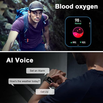 Smart Watch for Men Fitness Tracker: Make/Answer Call Military Smart Watches for Men Digital Mens Watches Running Waterproof Smartwatch Android Phones iPhone Samsung Compatible Heart Rate Monitor