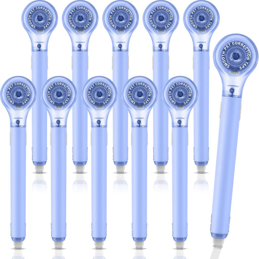10 Pack Correction Tape Pen Correctional Ink Tape Push Pull Protective, Easy to Use Applicator for School Office Supplies, 0.2 x 236 Inch(Blue Color)