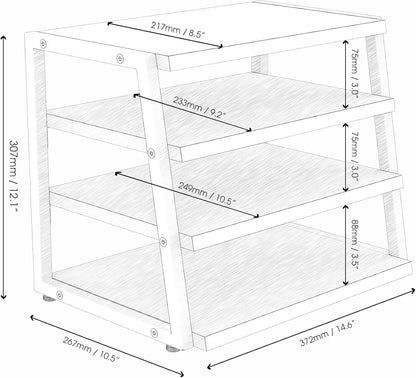 Fenge Desk Shelf Organizer, 4 Tier Desktop Shelf, Wood and Metal Office Shelves, Corner File Organizer for Office Supplies, Top of Desk Organizers and Accessories