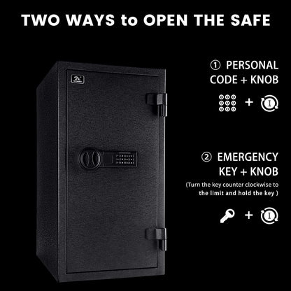 TIGERKING Fireproof Safe,3.47 Cubic Feet Home Safe Box, Large Steel Digital Safes Box with Digital Lock for Home and Office