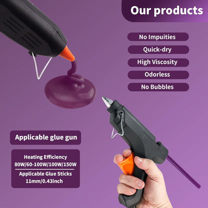 MATUFF Purple Hot Glue Sticks Full Size 0.43” Dia x 8” Long, 20 pcs Hot melt Adhesive Glue Sticks, All-Purpose Colored Glue Gun Sticks for DIY Purple Crafting Arts and Wedding Cards, Sealing (Mauve)