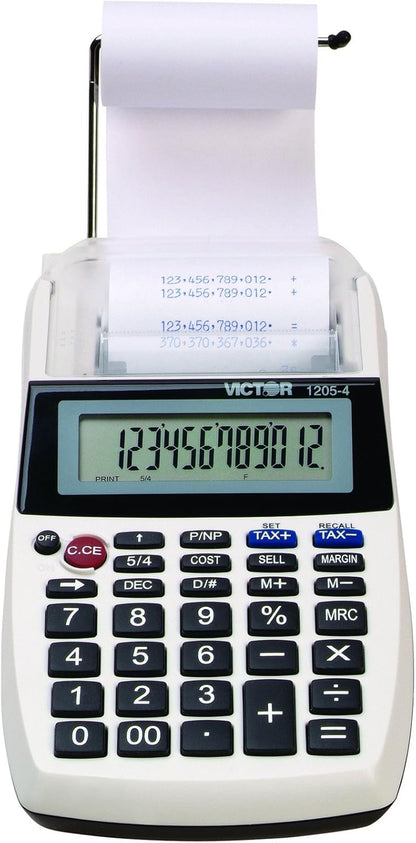 Victor 1205-4 12 Digit Portable Palm/Desktop Commercial Printing Calculator, 1.8" x 4" x 8"