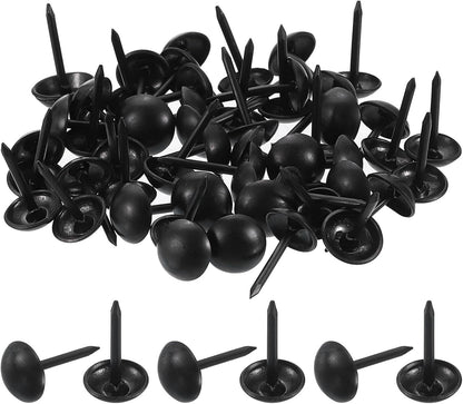 uxcell 100 Pcs Upholstery Tacks, 7 x 13mm Round Head Upholstery Nails Pins Vintage Decorative Furniture Tacks for Chairs Sofas Beds DIY Project, Black