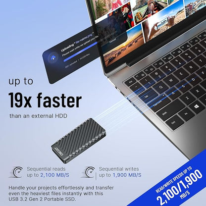4TB External Hard Drive, Up to 2100MB/s, USB 3.2 Gen 2 Portable SSD, External Solid State Drive for Mac, Windows PC, Laptops, Gaming, iPhone — Ideal for File Backup, Content Creators & Videographers