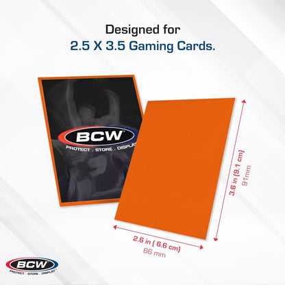 BCW Deck Guard - Double Matte Card Sleeves | 500 Count Box (10 Packs of 50 Sleeves) |Acid-Free, No PVC | Fits 2.5" x 3.5" Game Cards | Archival Safe Sleeves for Card Protection (Orange)