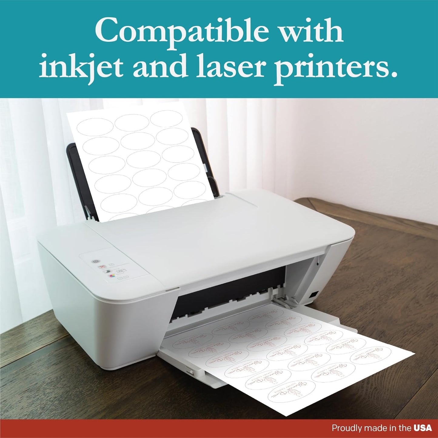 Premium Label Supply White Sticker Oval Labels – 2.5" x 1.5" Oval – Laser/Inkjet Compatible – (18 per Sheet), 500 Sheets – 9,000 Total Adhesive Labels