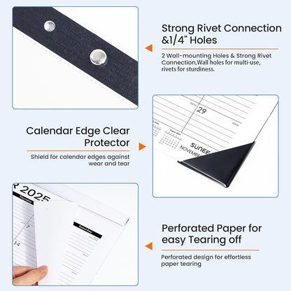 SUNEE Desk Calendar 2025-2026, 18 Months from Oct. 2025 to Mar. 2027, 17"x12" Academic 2026 Calendar for Home, School, or Office Desk Top Organizing, Black Monthy Calendar 2026