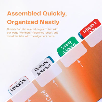Index Tabs for CPT 2025 Professional Edition, Laminated and Color Coded CPT 2025 Code Book Tabs with Easy Installation and Aesthetic Design.