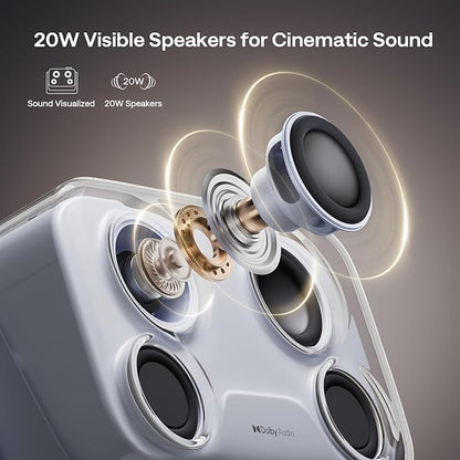 Aurzen BOOM mini Google TV 4K Supported Smart Portable Projector with WiFi and Bluetooth, Outdoor & Home Movie Projector with 20W Speakers DoIby Audio, Real-Time Focus, 500 ANSI Lumens, Blue