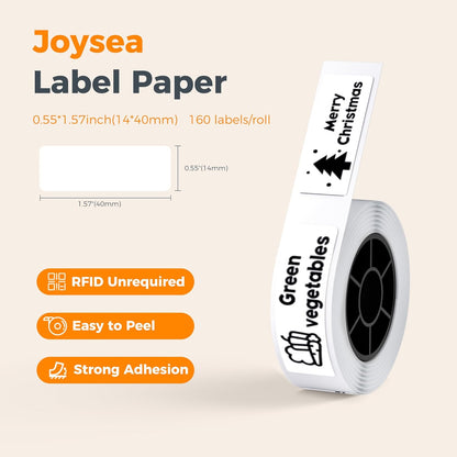 Joysea Thermal Label Maker Tape, for Home Office Organization,Multipurpose Self-Adhesive Labeling Tape, Fits Label Makers Without RFID, 14x40mm, 160 Labels/Roll, 3 Roll