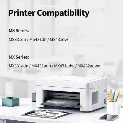 55B1000 Black Toner Cartridges (with chip) High Yield Replacement for Lexmark 55B1000 Cartridge for MS331dn MS431dn MS431dw MX331adn MX431adn MX431adw MX432adwe Printer Ink (1 Pack, 3000 pages)