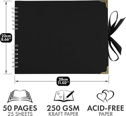 Bstorify Large Scrapbook Photo Albums 50 Pages (11 x 8.5 inch) Black Thick Kraft Paper, Memory Book - Ideal for Your Scrapbooking, Art & Craft Projects