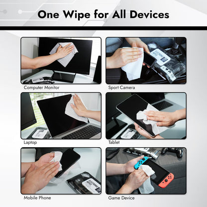 Air Jungles Electronic Screen Cleaning Wipes 70 Count, Quick Dry, Extra Large 8"x10" Cleaner Wipes for TVs, Monitors, Tablets, Phones, Laptops, Keyboards, Computer, Glasses