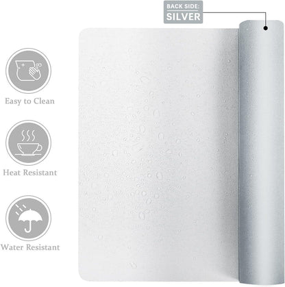 Aothia Double-Sided PU Leather Desk Pad - Non-Slip Large Mouse Pad & Desk Mat for Office, Home - Waterproof, Easy to Clean, Durable Dual-Sided Surface (23.6"x13.7", White)