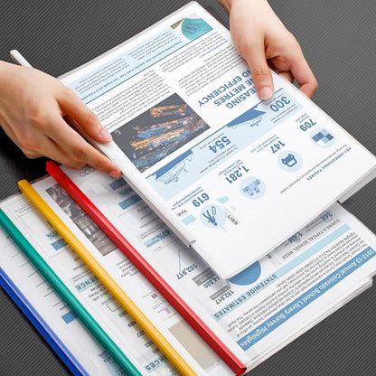 JOERSH 5Pcs Clear Report Covers with Sliding Bar, 40 Sheet Capacity Plastic Binder Paper Protector, Report Folders with Clear Cover for Resume File Documents, 5 Colors