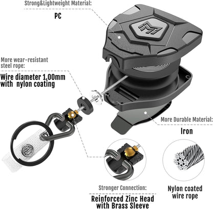MNGARISTA Heavy Duty Retractable Keychain with Belt Clip, ID Badge Reel Key Chain, Badge Holder with 31.5' Steel Cord and Key Ring, 9.0oz, 2-Pack