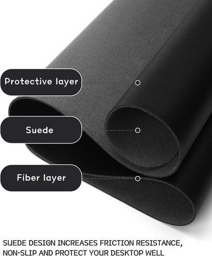 YSAGi Non-Slip Leather Desk Pad XL Size, Waterproof Laptop Computer Desk Keyboard Mat, Table Protector Blotter Mat, Large Mouse Pad for Office/Work/Home/Decor(Black, 47.2" x 23.6")-No Band