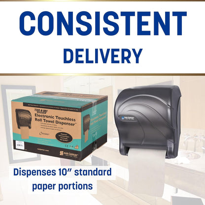San Jamar Tear-N-Dry Essence Paper Towel Dispenser Automatic Dispenser for Bathroom, Kitchens, and Restaurants, Plastic, 10 x 14.75 x 12.25 Inches, Black
