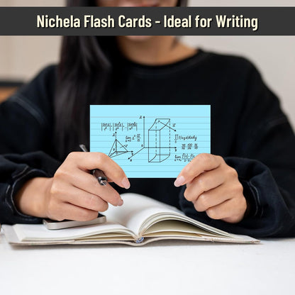 300 Count Index Cards 3 x 5 Inch Ruled Blue Index Cards, Flash Cards College Ruled for School, College, Office and Home Organization, Durable Study To Do List Note Cards with Ruled Lines