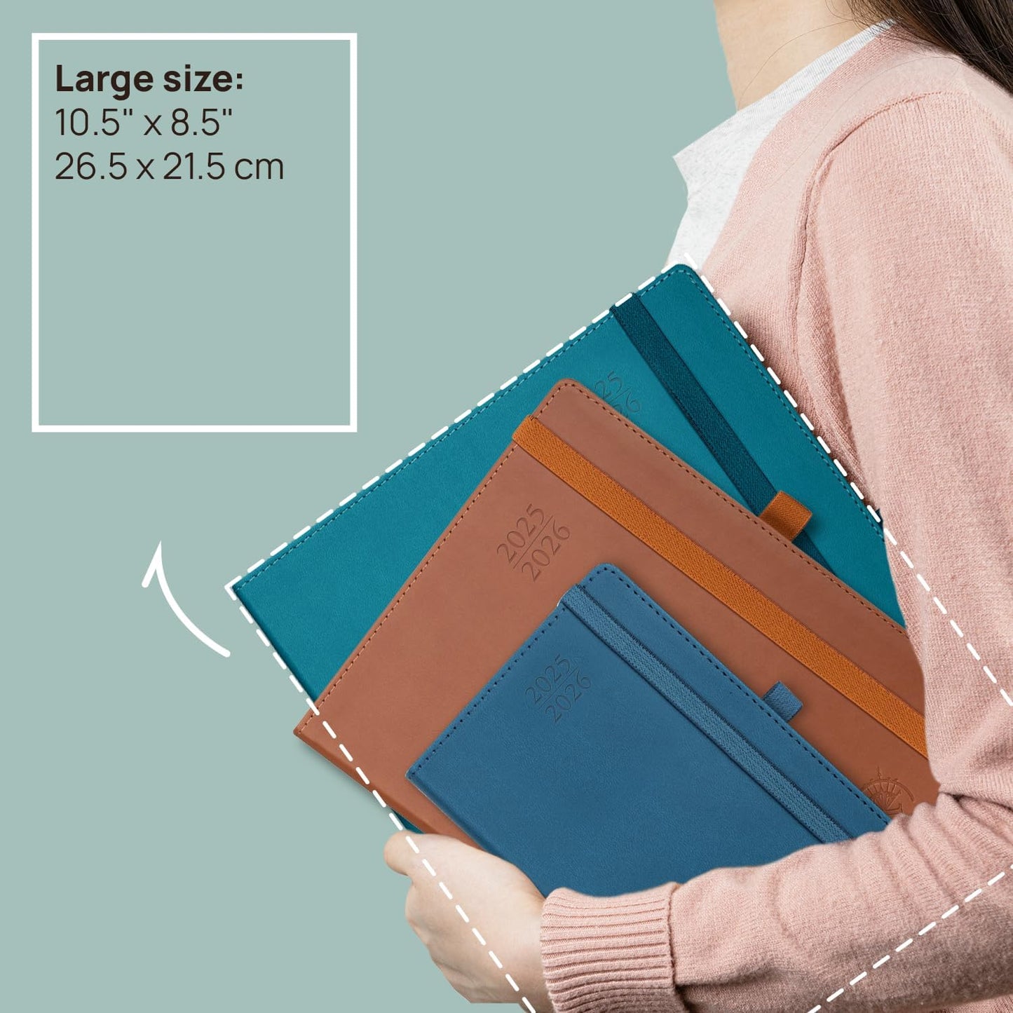 POPRUN Planner 2025-2026 (Large - 8.5'' x 10.5'') Academic Weekly Calendar (July 2025 - June 2026) with Hourly Time Slots, Monthly Tabs, 100GSM Thick Papers, Leather Soft Cover - Black