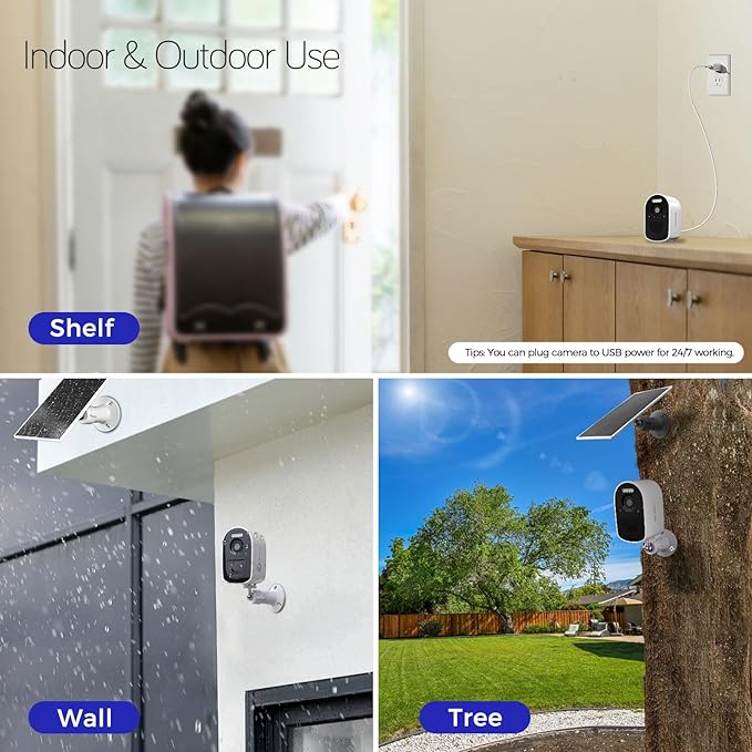 XMARTO 100% Wire-Free Solar PTZ Home Security Camera System Wireless, 4-Set 2K 4MP QHD CCTV Camera Kit + 2PCS Wire-Free Solar Security Camera
