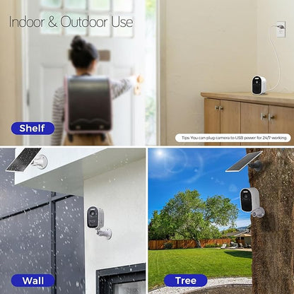 XMARTO 100% Wire-Free Solar PTZ Home Security Camera System Wireless, 4-Set 2K 4MP QHD CCTV Camera Kit + 2PCS Wire-Free Solar Security Camera