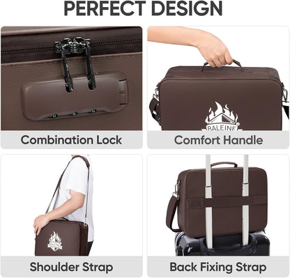 BALEINE Fireproof Document Box with Lock, Portable Fireproof Document Bag Waterproof Fire Proof File Boxes for Documents, File Organizer Box for Important Paperwork (Brown, 15''x11''x4'')