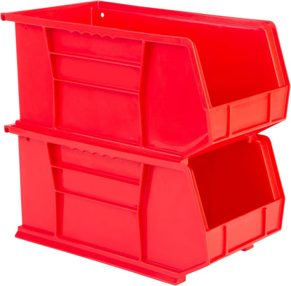 Hudson Exchange 15" x 8" x 7" Plastic Stackable Storage Bin and Hanging Container (Red, 1 Pack)