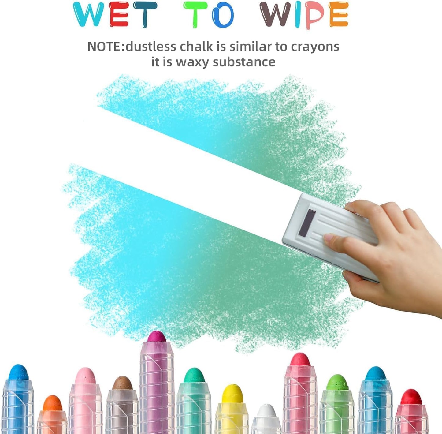 24 Pcs Dustless Chalk Colored twistable Chalk for Blackboard Doodling, Drawing, Writing, Colour Mixture