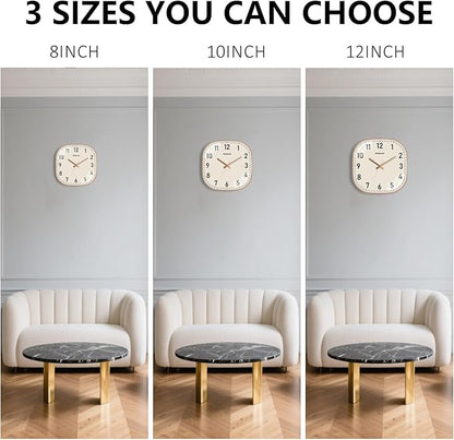 Small Wall Clock, 8 Inch Silent Non Ticking Battery Operated Clock, Square Analog Decorative Wall Clocks for Bedroom Living Room Office Home Gym Porch Decor Indoor Outdoor Clocks, Rose Gold