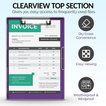 Sooez Clipboard with Storage, Heavy Duty Cleaview Clip Boards 8.5x11 with Dual Storage, Dry Erase Plastic Nursing Clipboard, High Capacity Clipboards Folder for Teacher Nurse, School & Office Supplies