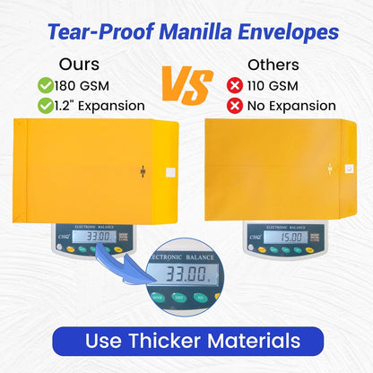 9x12 Expanding Manila Envelopes with Clasp 25 Pack, Goefun 180 GSM Heavyweight Expandable Manilla Folders 8.5 x 11 Letter Size, 1.2'' Expansion, for Home Office Business Storage and Organizing