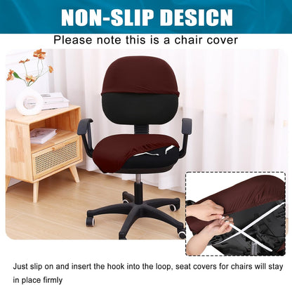 Smiry Stretch Printed Office Computer Chair Covers, Universal Washable Removable Desk Rotating Chair Slipcovers Protector, Seat + Backrest Cover - Chocolate