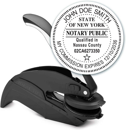 MaxMark Notary Seal Round Embosser for New York State - Includes Gold Burst Seal Labels (50 Count)