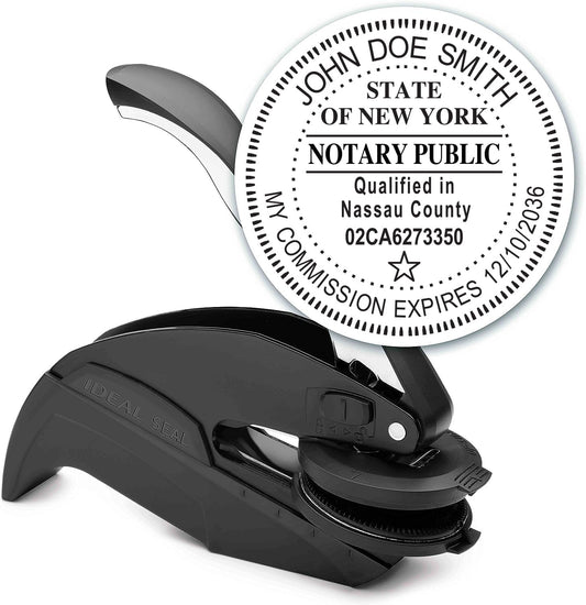 MaxMark Notary Seal Round Embosser for New York State - Includes Gold Burst Seal Labels (50 Count)